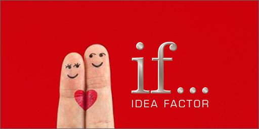 Image of Idea Factor logo beside smiling fingers.