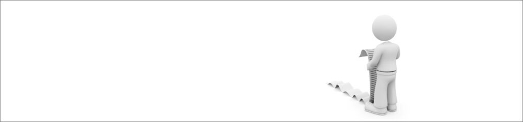 Image of man looking a long list.